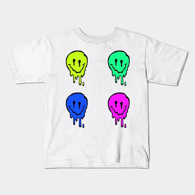 PopArt Smiley Face Kids T-Shirt by YungBick